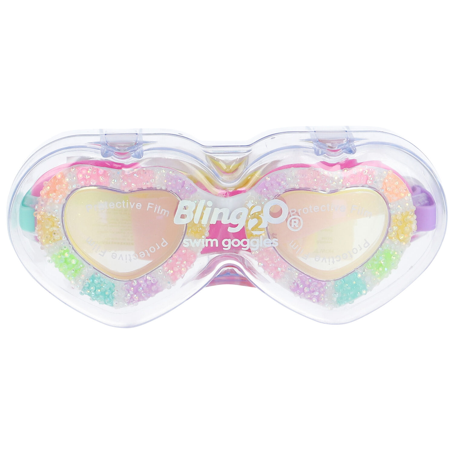 Girls Rainbow Heart Swimming Goggles, 1, hi-res