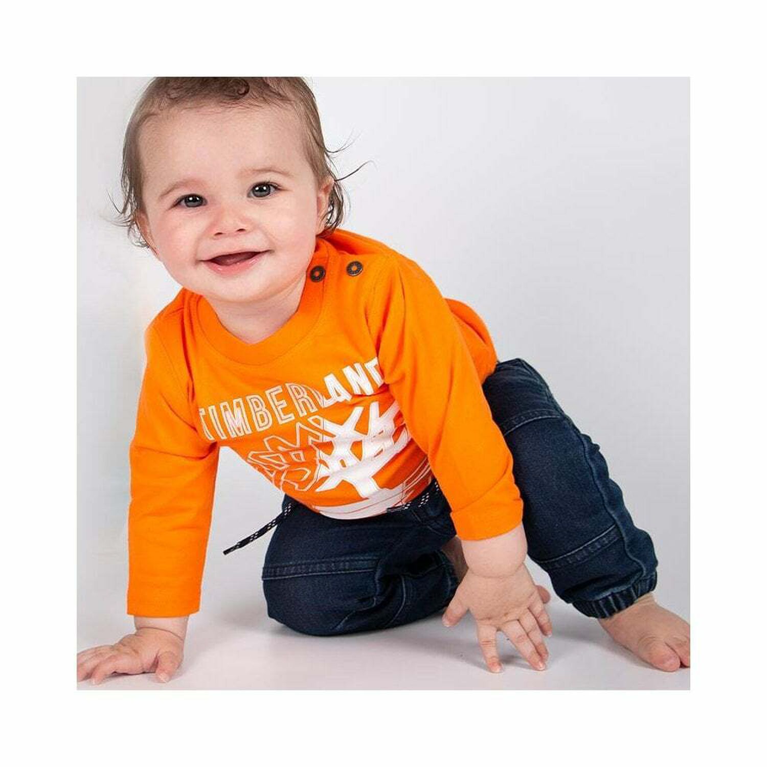 Baby Boys Orange Logo Top, 1, hi-res