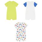 Baby Boys White & Green Rompers ( 3-Pack ), 1, hi-res