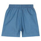 Boys Blue Logo Shorts, 1, hi-res