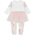Baby Girls White & Pink Floral Babygrow, 1, hi-res