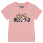 Younger Girls Pink Teddy Bear  Logo T-Shirt, 5, hi-res