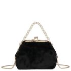 Girls Black Faux Fur Handbag, 1, hi-res