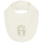 Ivory & Gold Logo Baby Bib, 1, hi-res