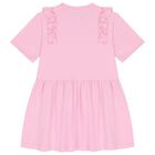 Girls Pink Logo Ruffled Dress, 1, hi-res