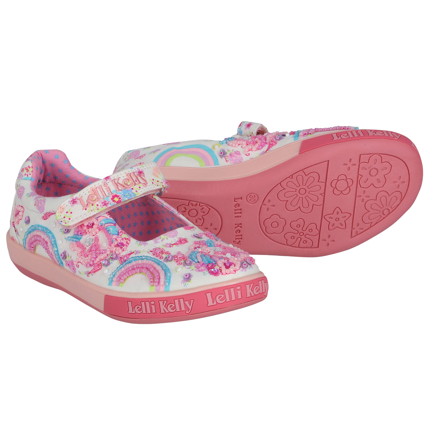 Girls Ivory Unicorn Beaded Shoes, 1, hi-res