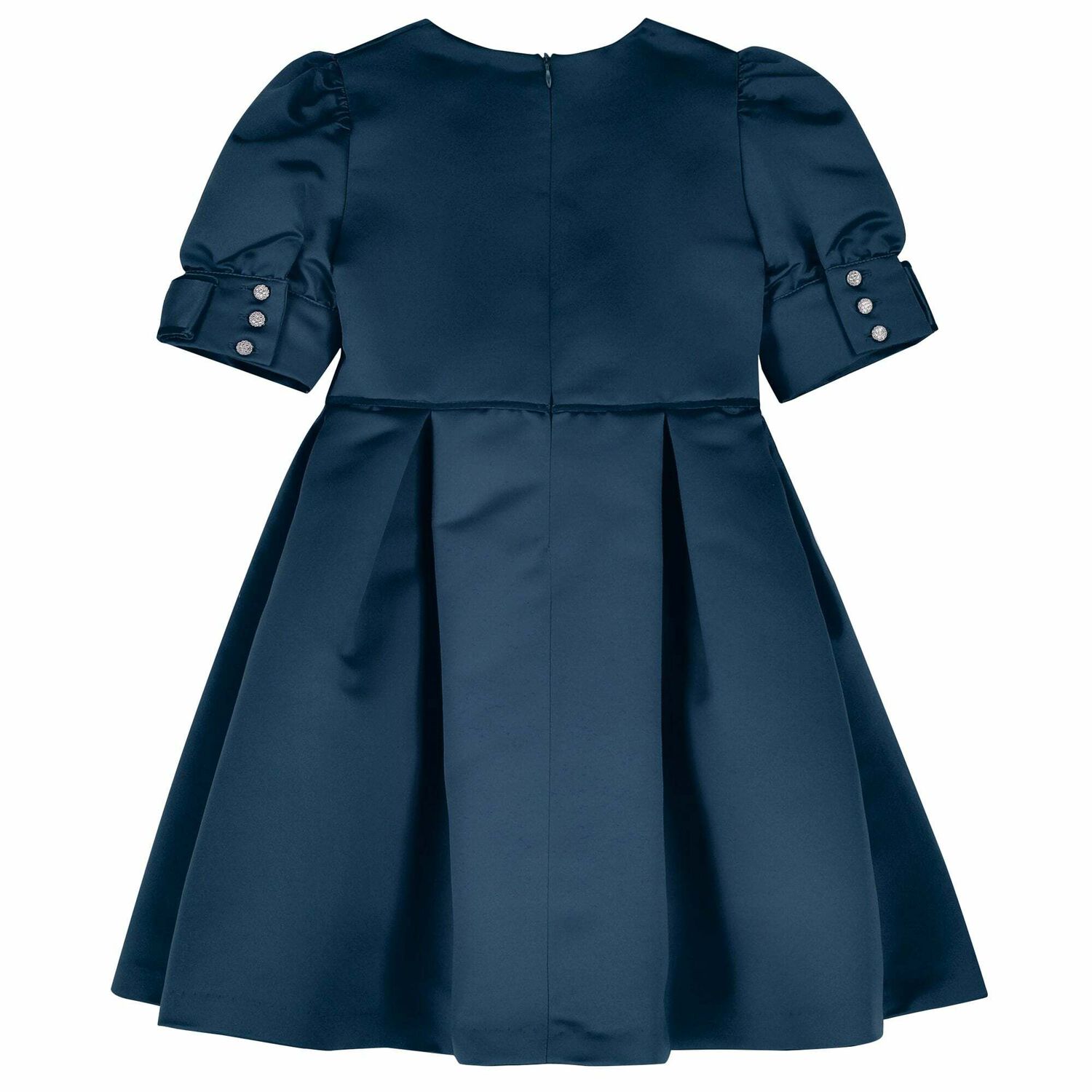 Girls Navy Blue Satin Dress, 2, hi-res