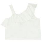 Girls White & Orange Shorts Set, 1, hi-res