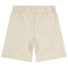 Boys Beige Logo Shorts, 1, hi-res