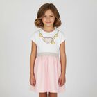 Girls White & Pink Heart Dress, 2, hi-res