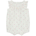 Baby Girls White Floral Romper, 1, hi-res