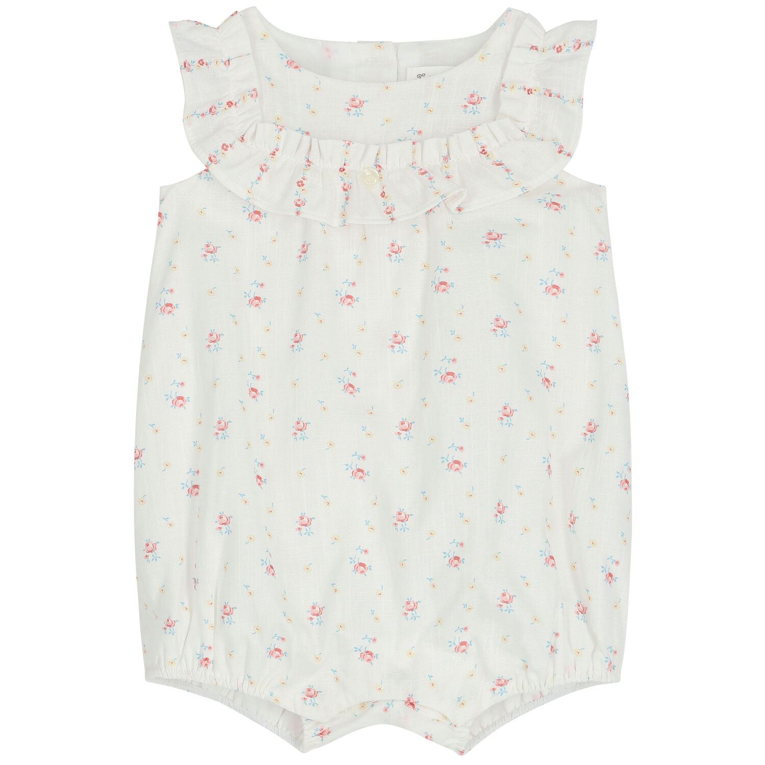 Baby Girls White Floral Romper, 1, hi-res