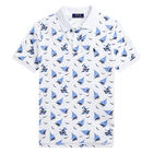 Boys White Logo Polo Shirt, 1, hi-res