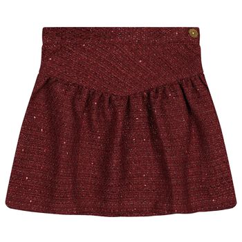 Girls Burgundy & Gold Tweed Frankie Skirt