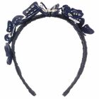 Girls Navy Butterfly Headband, 1, hi-res