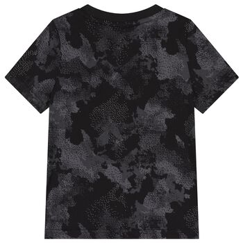 Boys Black Logo Camouflage T-Shirt