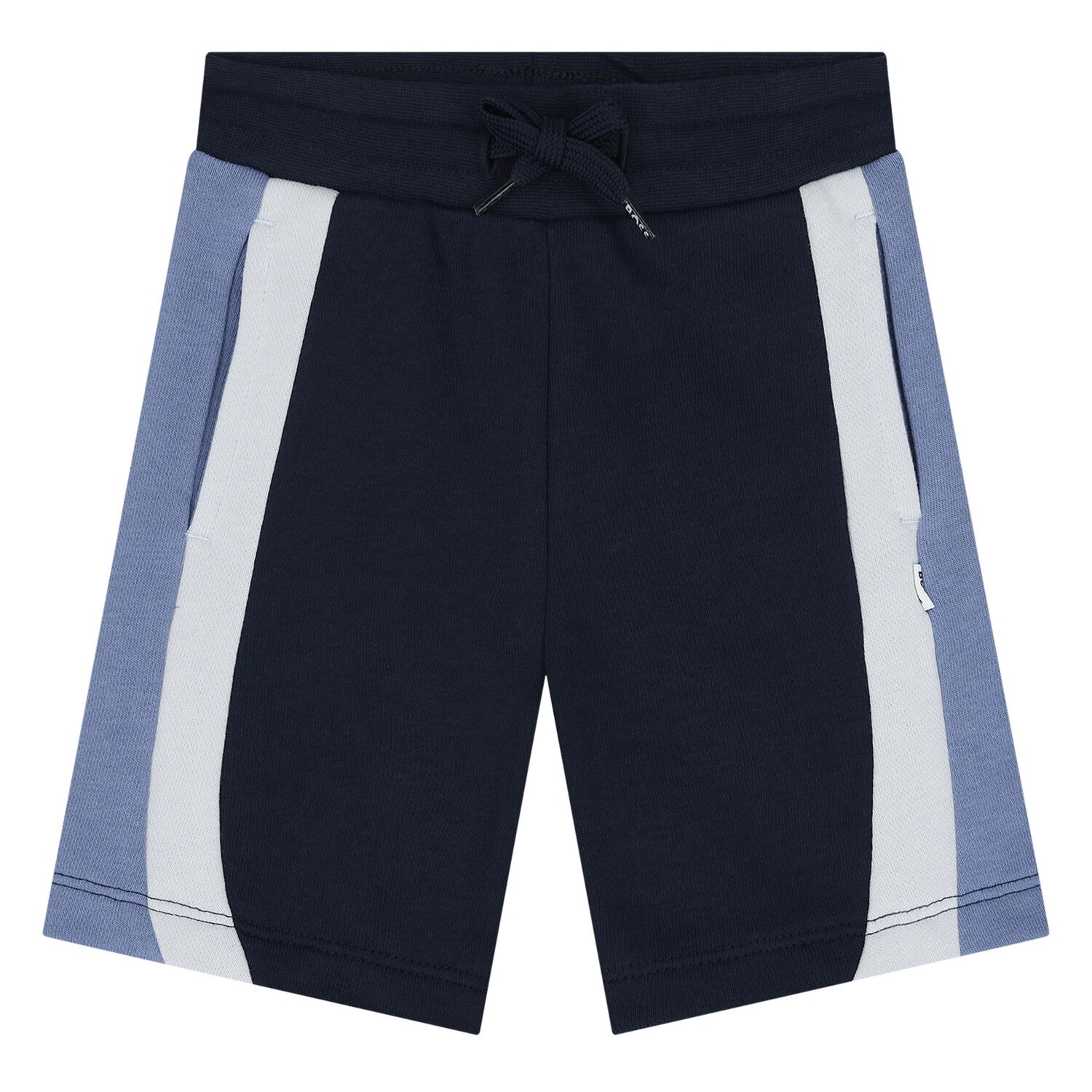 Younger Boys Navy Blue Striped Shorts, 1, hi-res