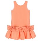 Girls Orange Bow Dress, 1, hi-res