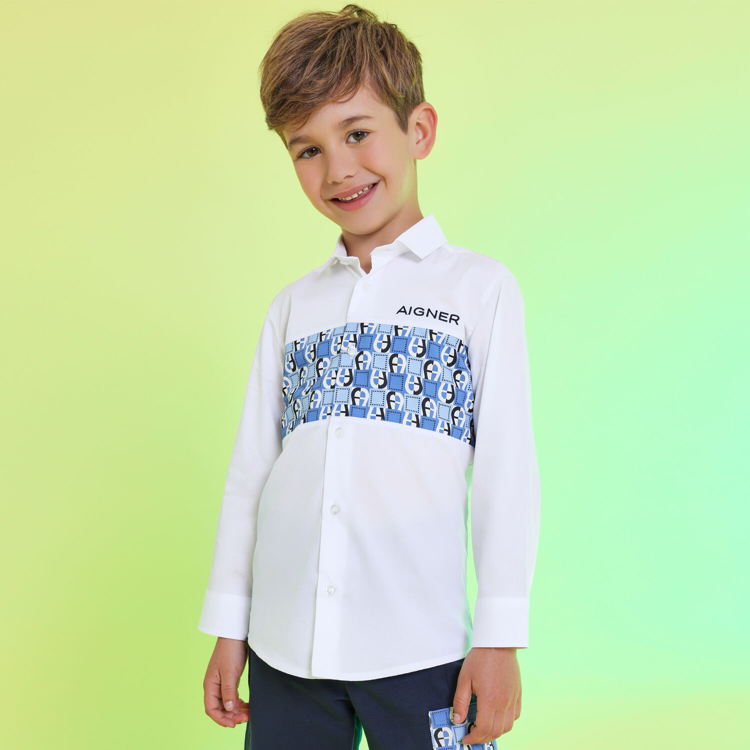 Boys White Logo Shirt, 1, hi-res