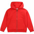 Boys Bright Red Hooded Top, 1, hi-res