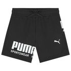 Boys Black Logo Shorts, 1, hi-res