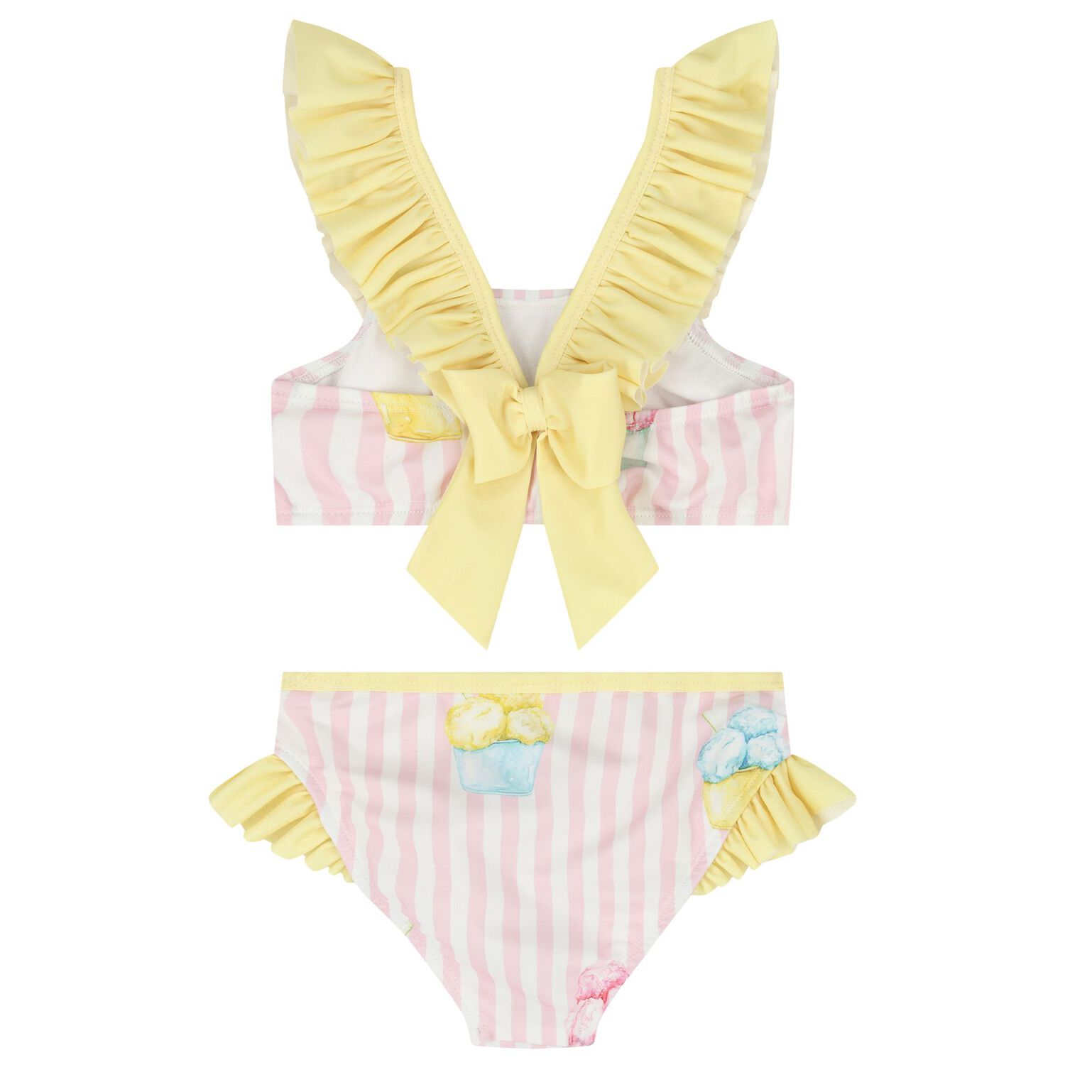 Girls White, Pink & Yellow Ice Cream Bikini, 2, hi-res