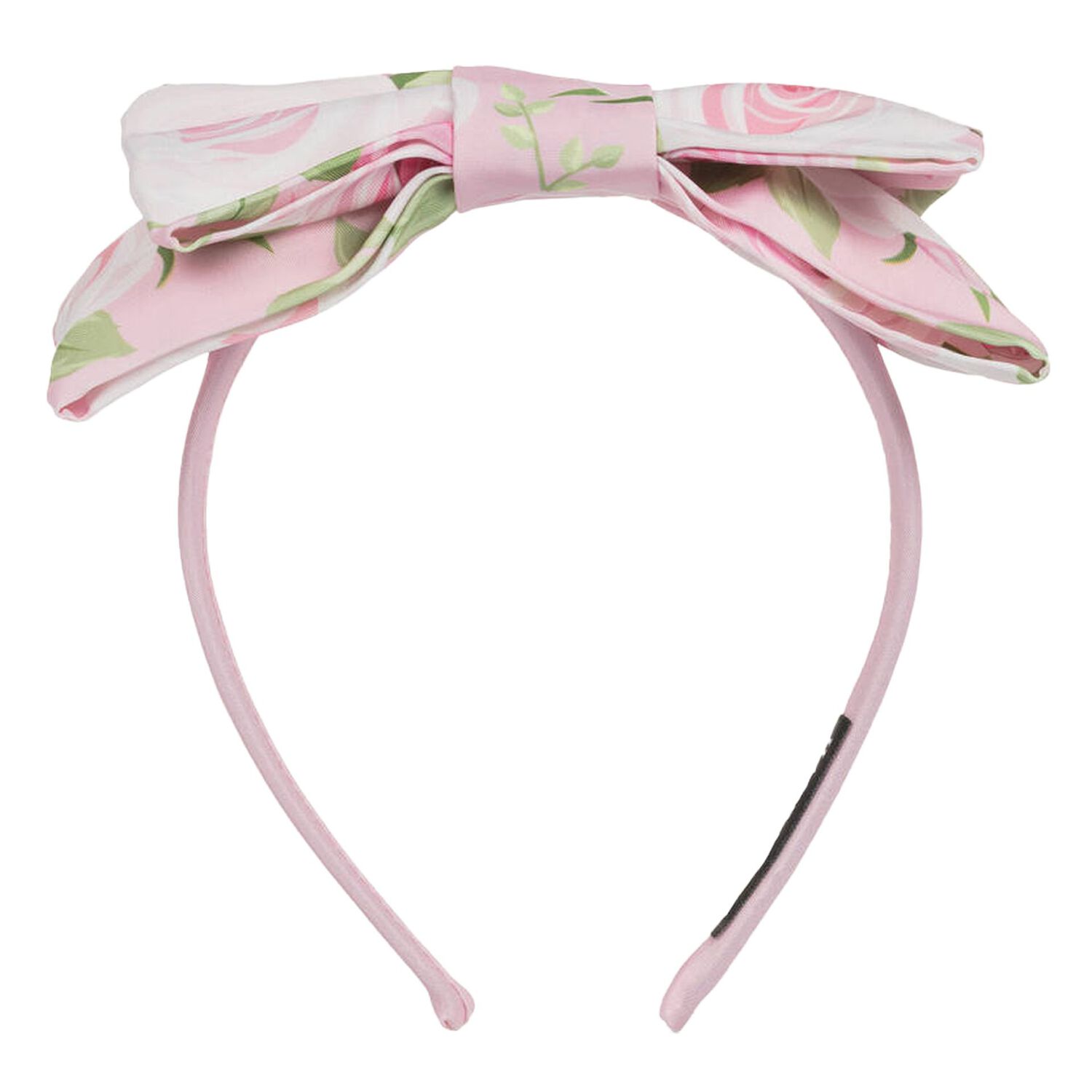 Girls Pink Floral Bow Headband, 1, hi-res