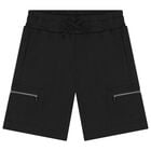 Boys Black Shorts, 1, hi-res