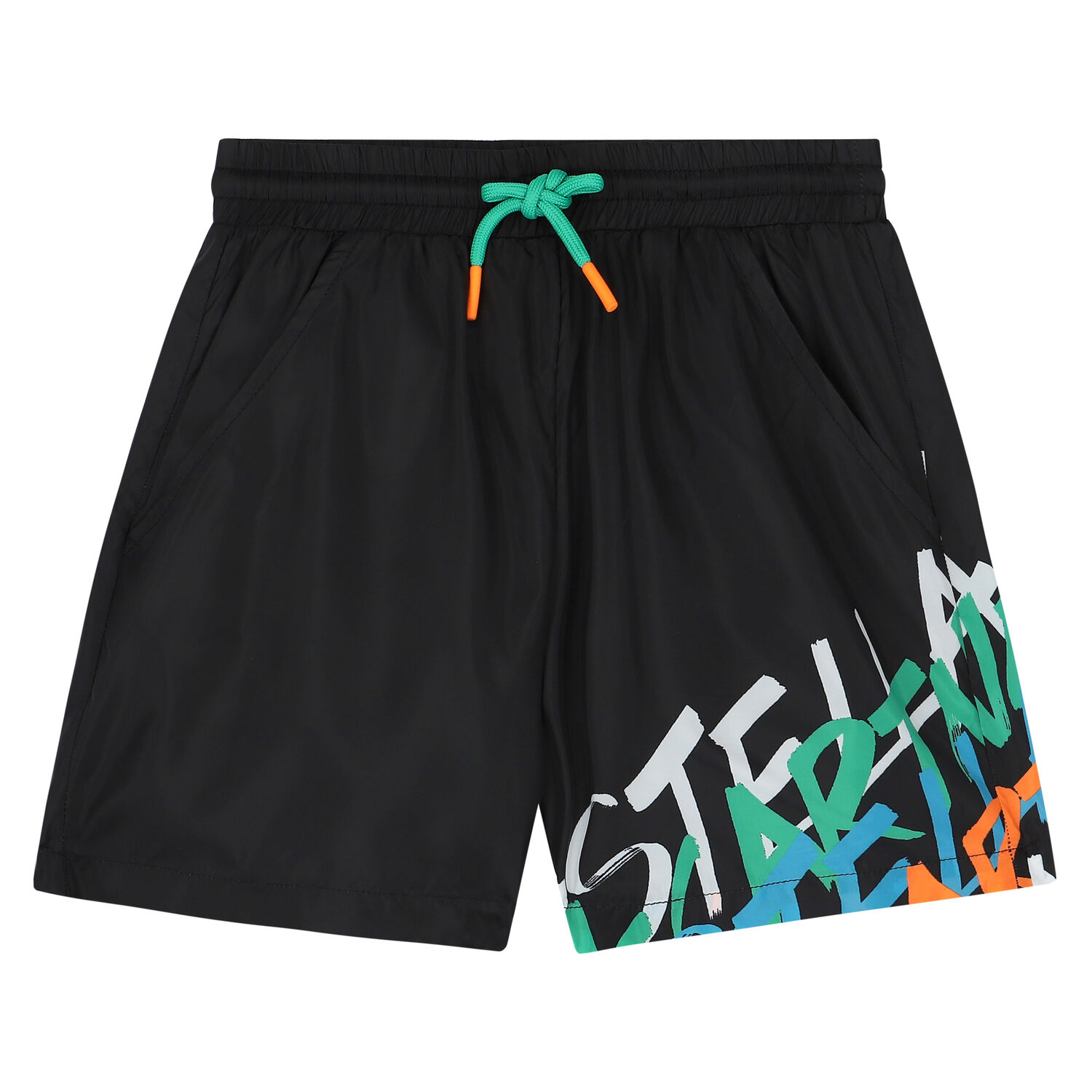 Boys Black Logo Shorts, 1, hi-res