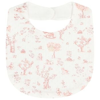 Baby Girls Ivory & Pink Teddy Bear Baby Bib