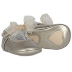 Baby Girls Gold Bow Pre Walker Shoes, 2, hi-res