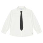 Boys White Long Sleeve Shirt, 1, hi-res