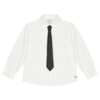 Mayoral Boys White Long Sleeve Shirt, 1 Boys White Long Sleeve Shirt