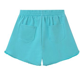 Girls Aqua Fringe Shorts