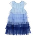 Girls Blue & Navy Embellished Tulle Dress, 1, hi-res