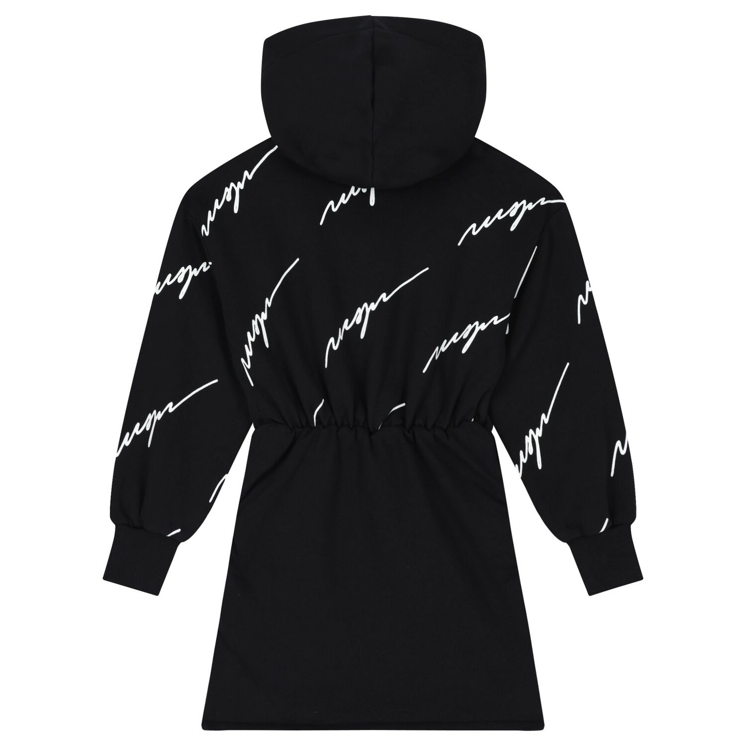 Girls Black Logo Hooded Dress, 1, hi-res