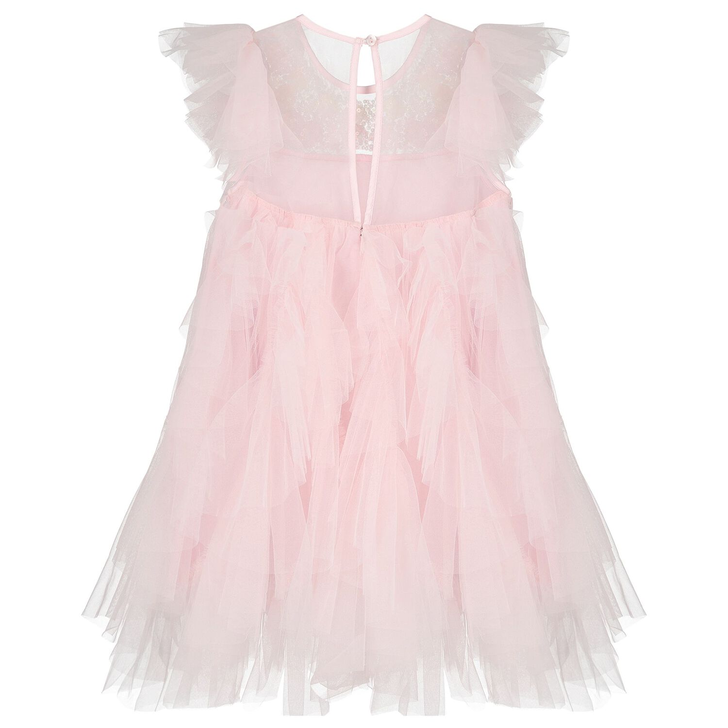 Girls Pink Ruffled Tulle Dress, 1, hi-res