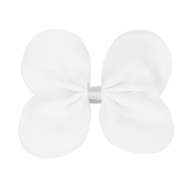 Girls White Bow Hair Clip, 1, hi-res image number null