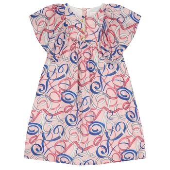Girls Pink Logo Ribbon Dress 