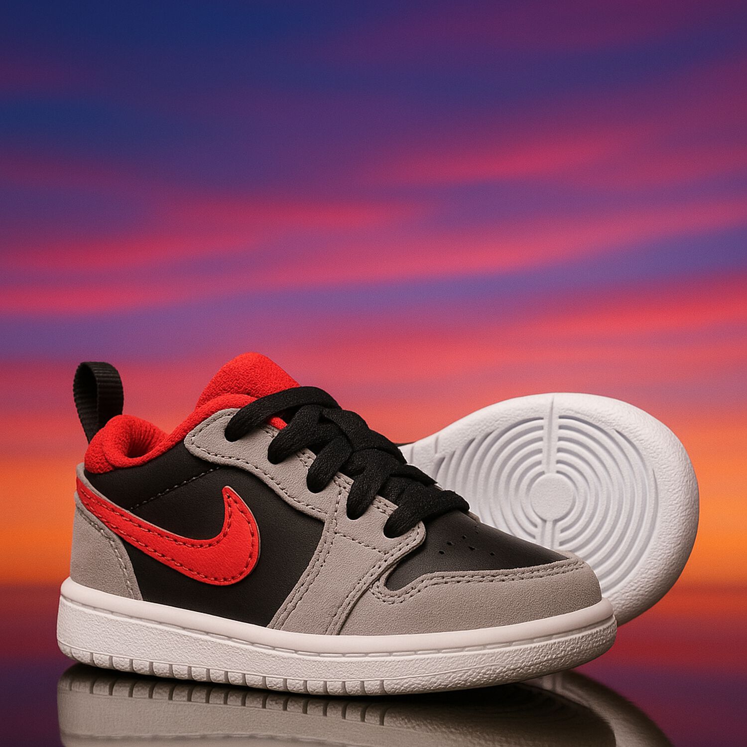 Black, Grey & Red Air Jordan 1 Low Alt Trainers, 1, hi-res