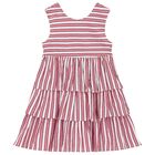 Girls White & Red Striped Dress, 1, hi-res