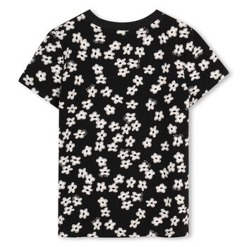 Girls Black Logo Floral T-Shirt