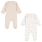 Beige & White Train Babygrows ( 2-Pack ), 1, hi-res