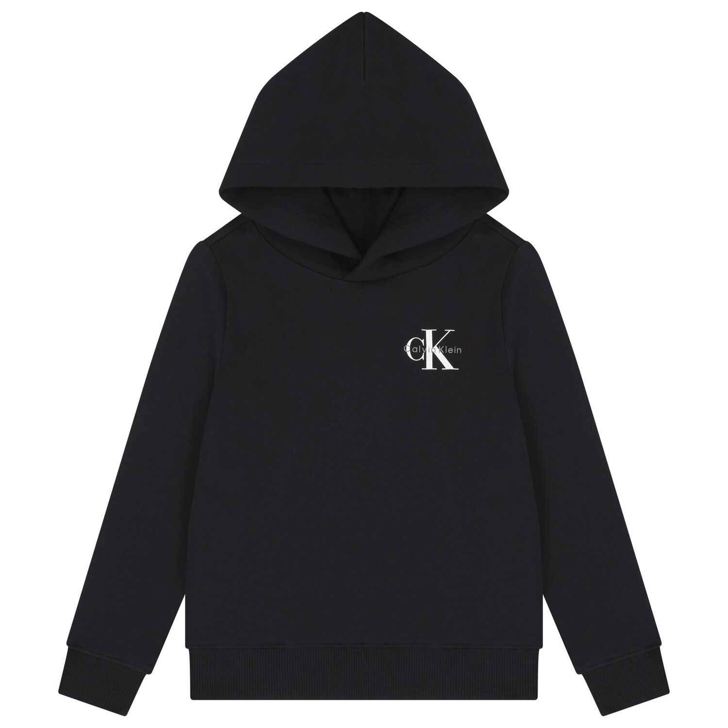 Boys Black Logo Hooded Top , 1, hi-res