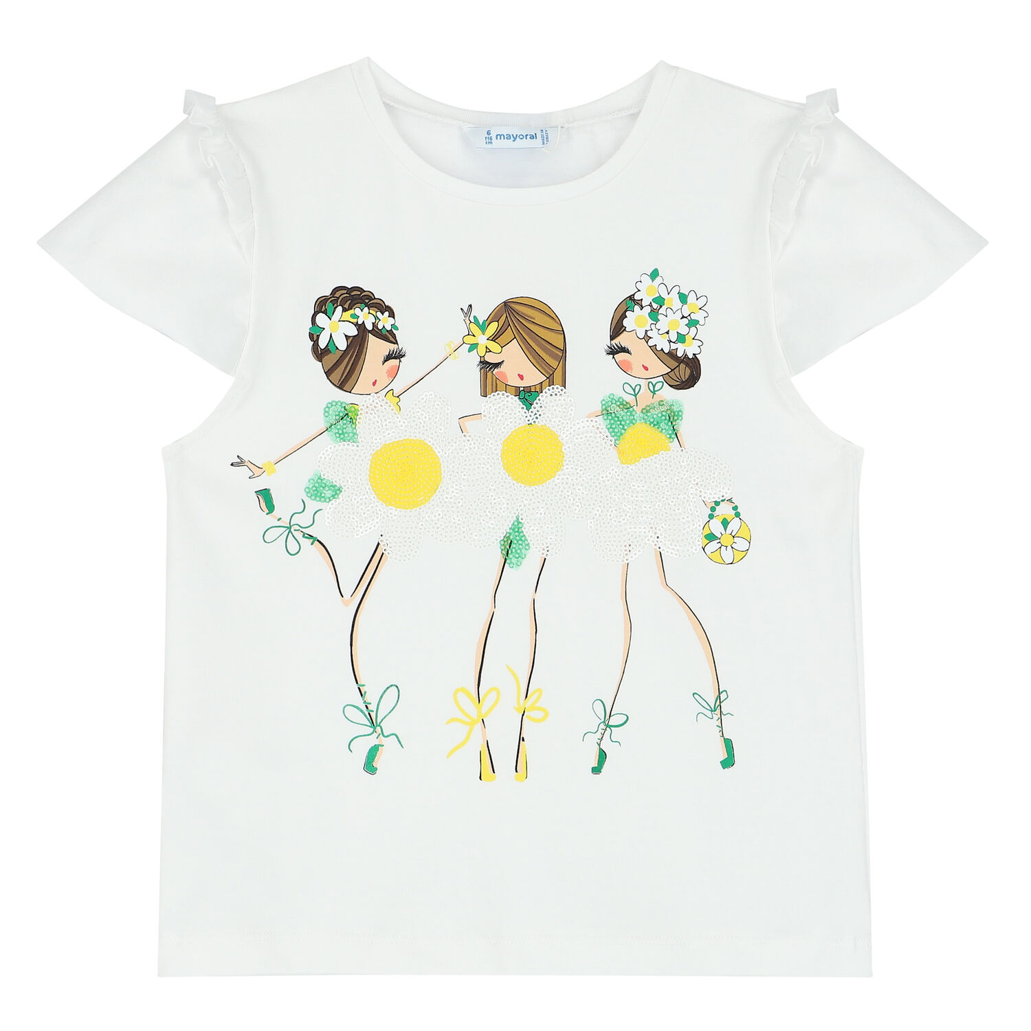 Girls White Sequin T-Shirt, 1, hi-res