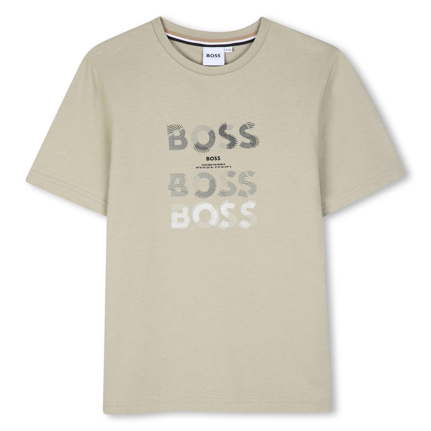Boys Beige Logo T-Shirt, 3, hi-res