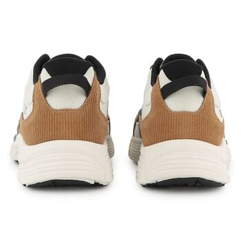 Boys White & Beige Logo Leather Trainers