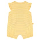 Baby Girls Yellow & White Striped Flower Romper, 1, hi-res