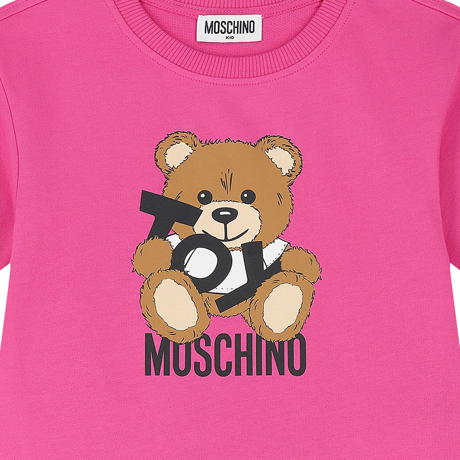 Girls Pink Teddy Bear Logo Dress, 4, hi-res