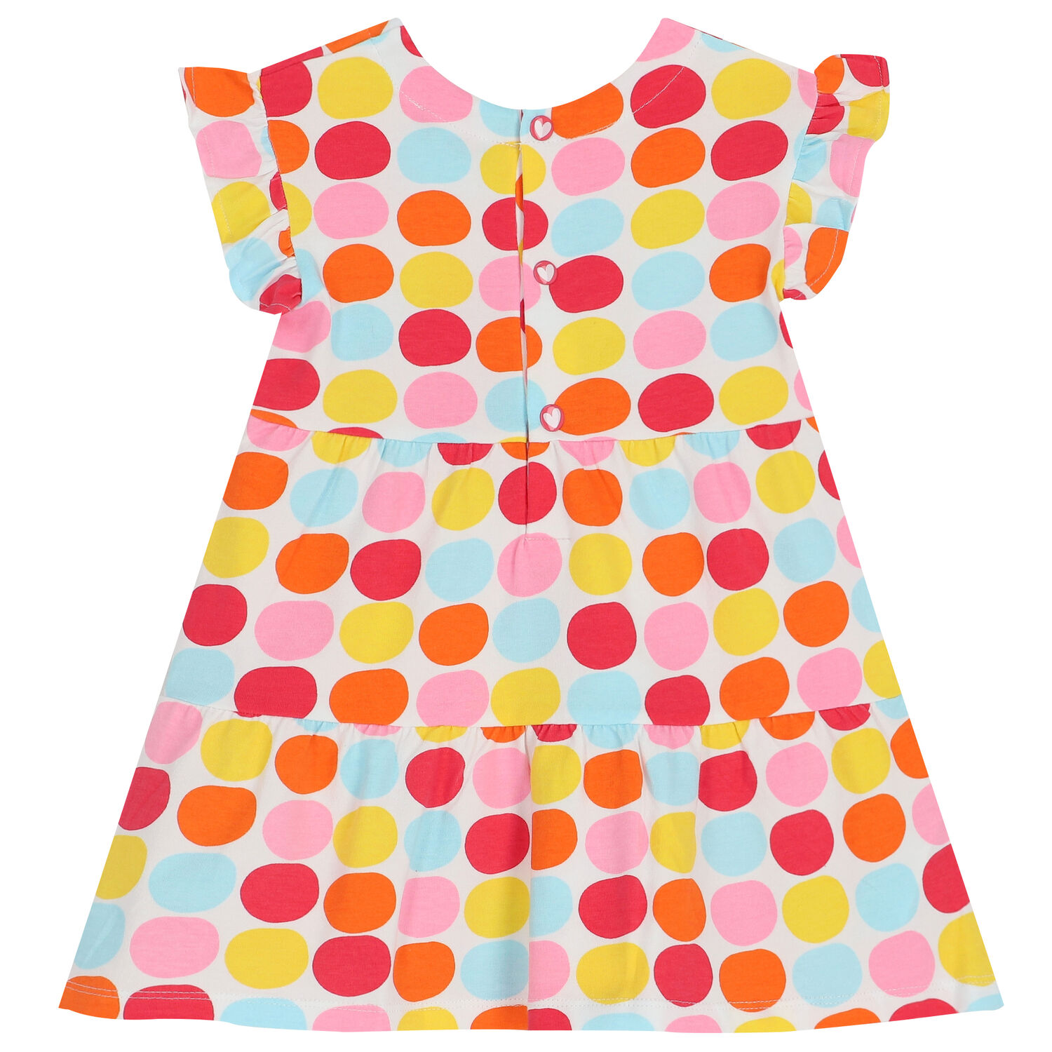 Girls White Polka Dot Dress, 1, hi-res